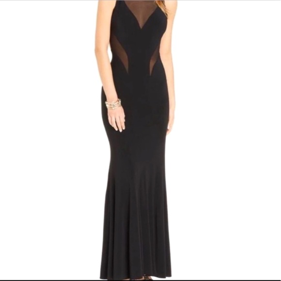 Betsy & Adam Black Gown with Open Back - Picture 1 of 3